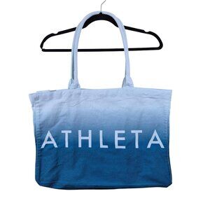 Athleta Beach Bag Gym Bag Tote Bag Blue Ombre White Canvas Shopping Bag